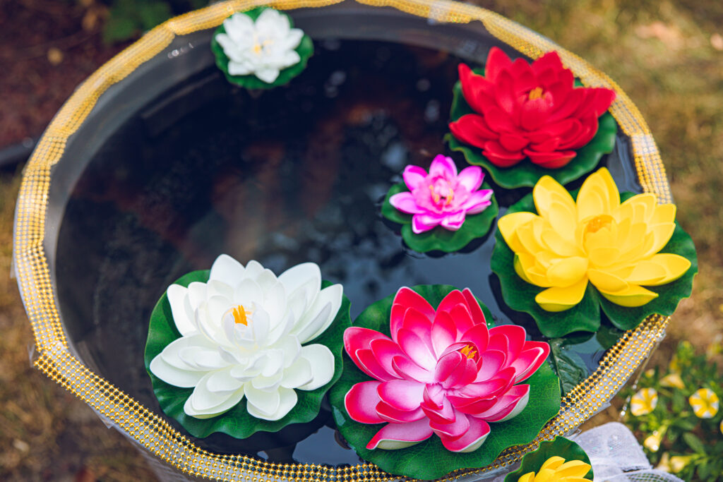 An Indian couple partake in the Haldi before their wedding day.
