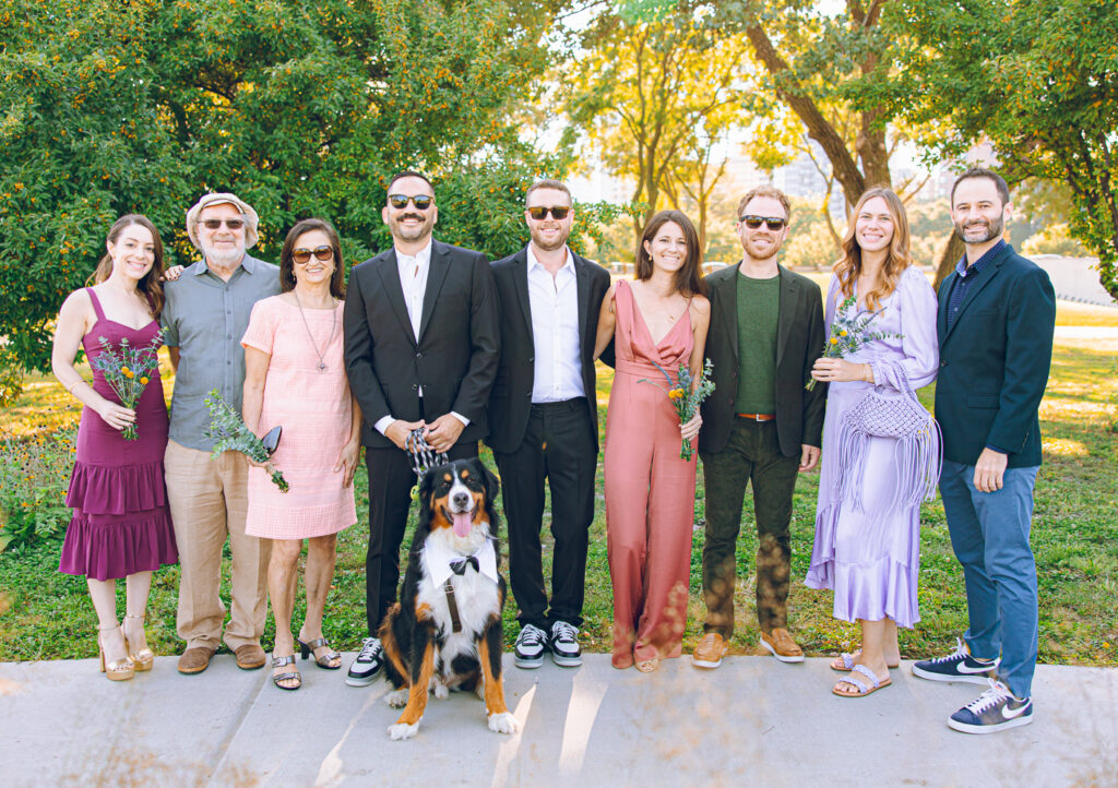 A gay couple exchanges vows at the AIDS Memorial Garden in Chicago.