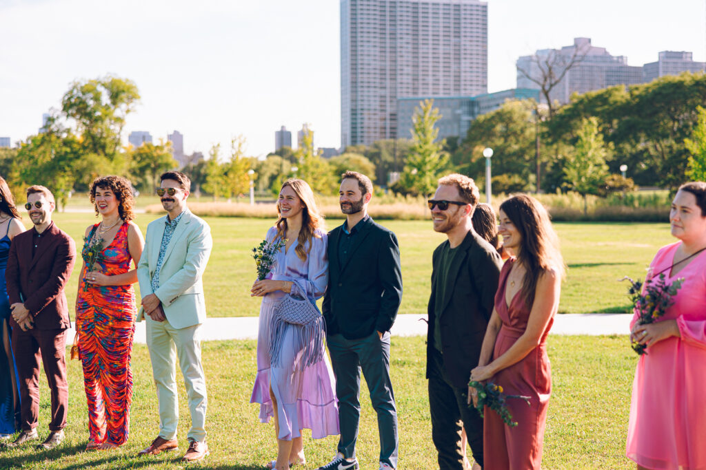 A gay couple exchanges vows at the AIDS Memorial Garden in Chicago.