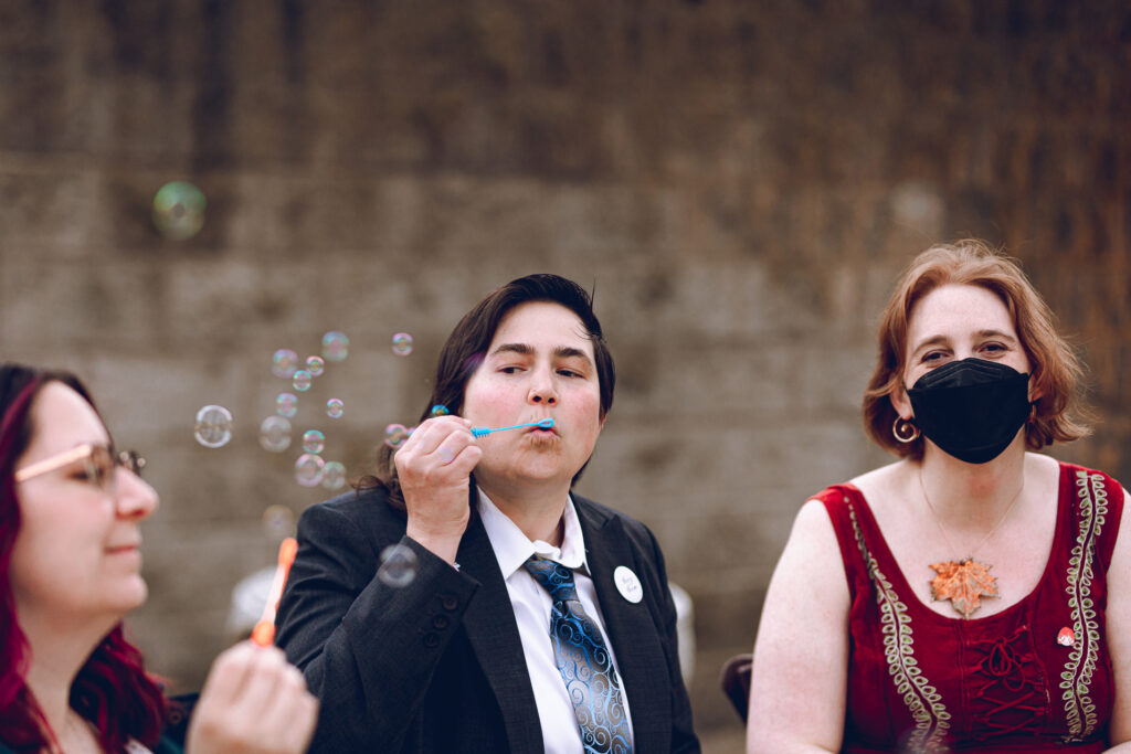 A queer polycule celebrates their wedding day at Colvin House in Chicago.