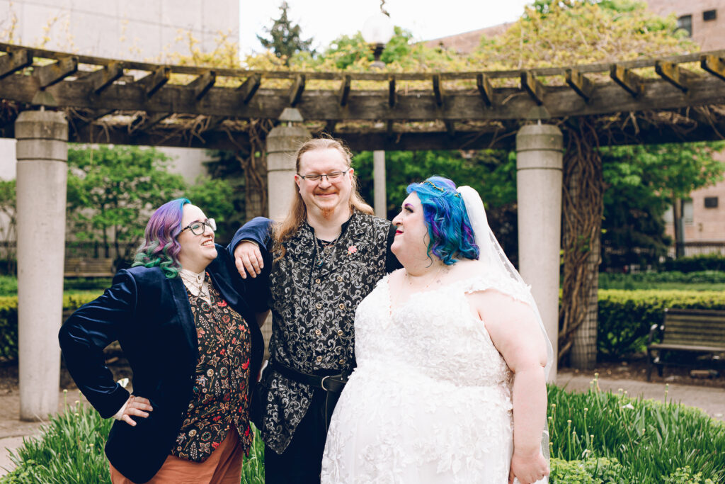 A queer polycule celebrates their wedding day at Colvin House in Chicago.