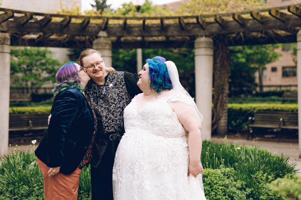 A queer polycule celebrates their wedding day at Colvin House in Chicago.