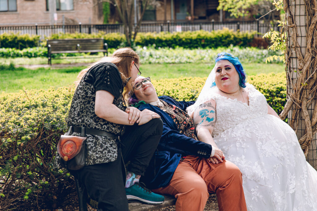 A queer polycule celebrates their wedding day at Colvin House in Chicago.