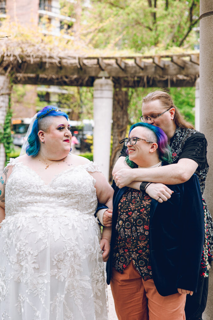 A queer polycule celebrates their wedding day at Colvin House in Chicago.