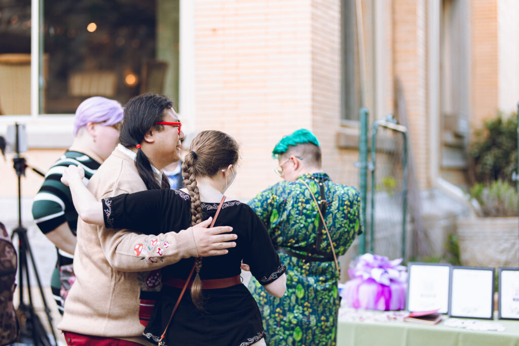 A queer polycule celebrates their wedding day at Colvin House in Chicago.