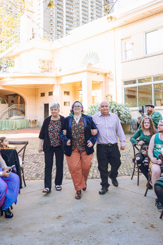 A queer polycule celebrates their wedding day at Colvin House in Chicago.