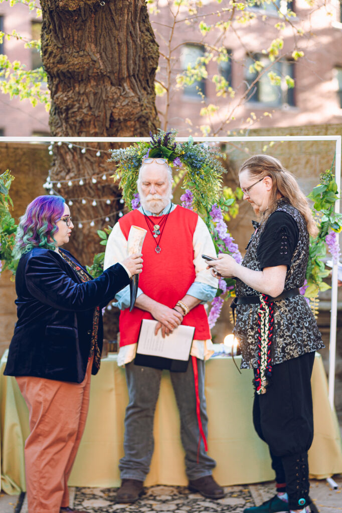 A queer polycule celebrates their wedding day at Colvin House in Chicago.