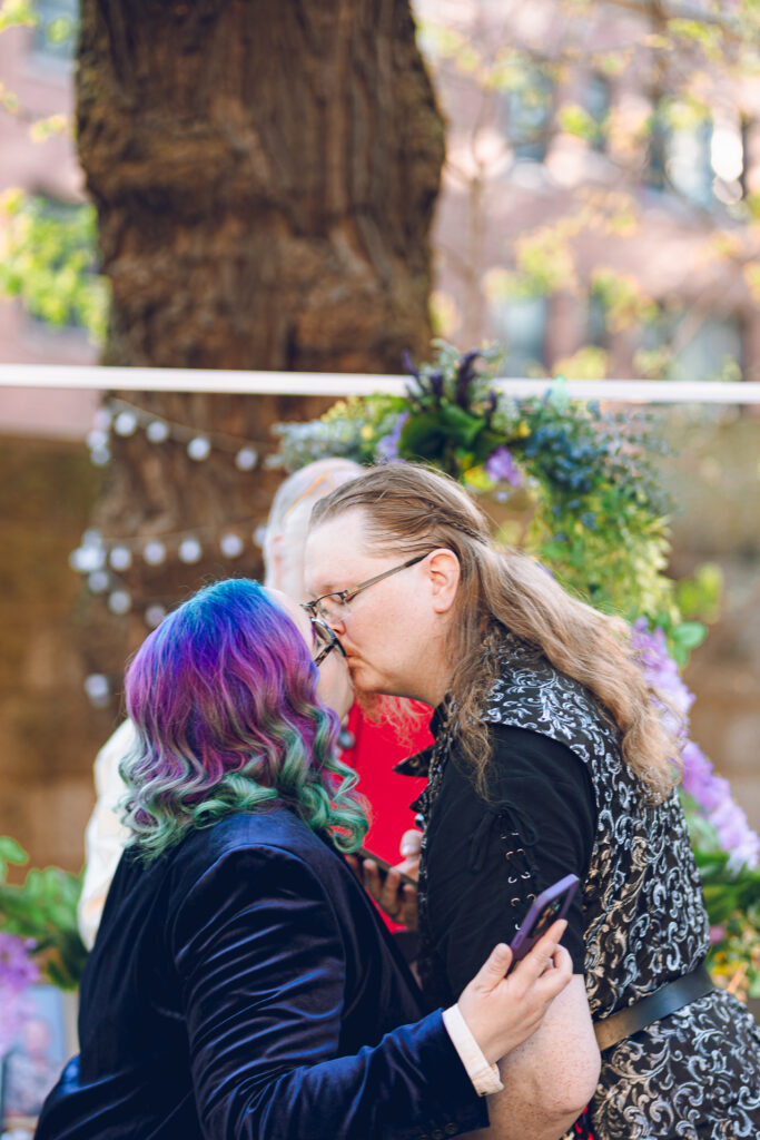 A queer polycule celebrates their wedding day at Colvin House in Chicago.