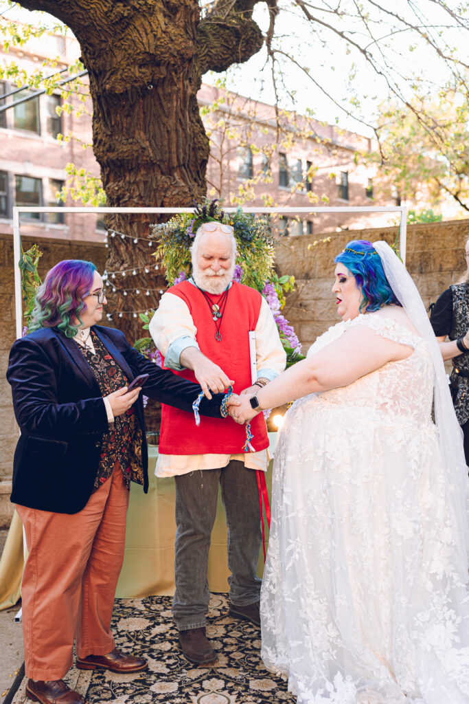 A queer polycule celebrates their wedding day at Colvin House in Chicago.