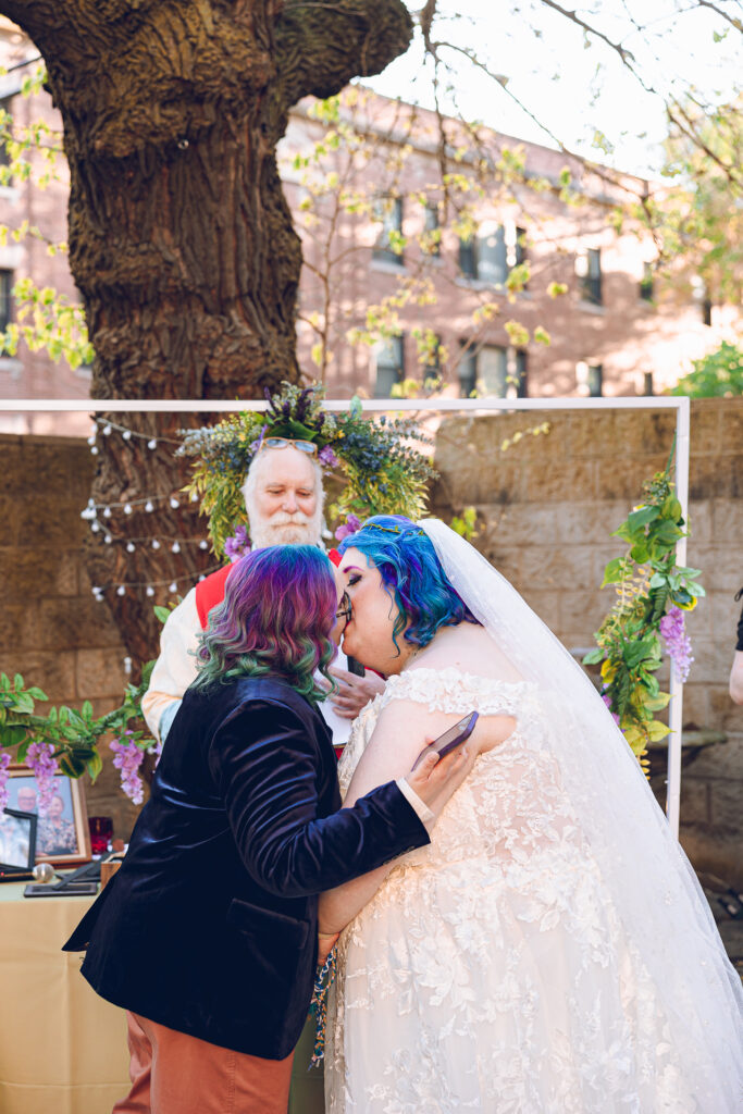 A queer polycule celebrates their wedding day at Colvin House in Chicago.
