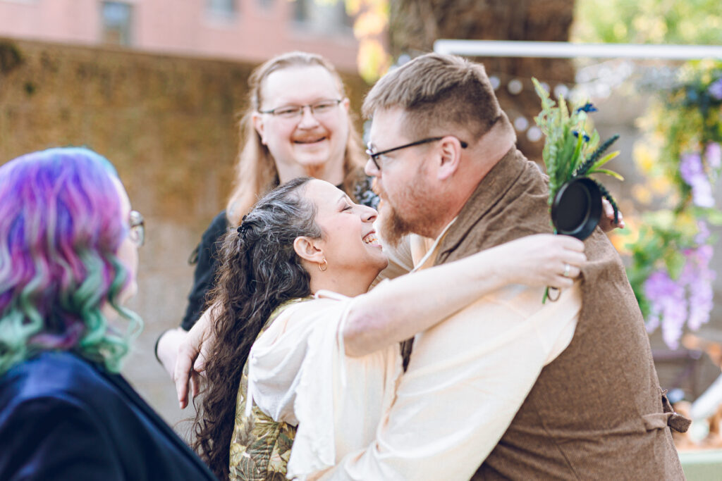 A queer polycule celebrates their wedding day at Colvin House in Chicago.