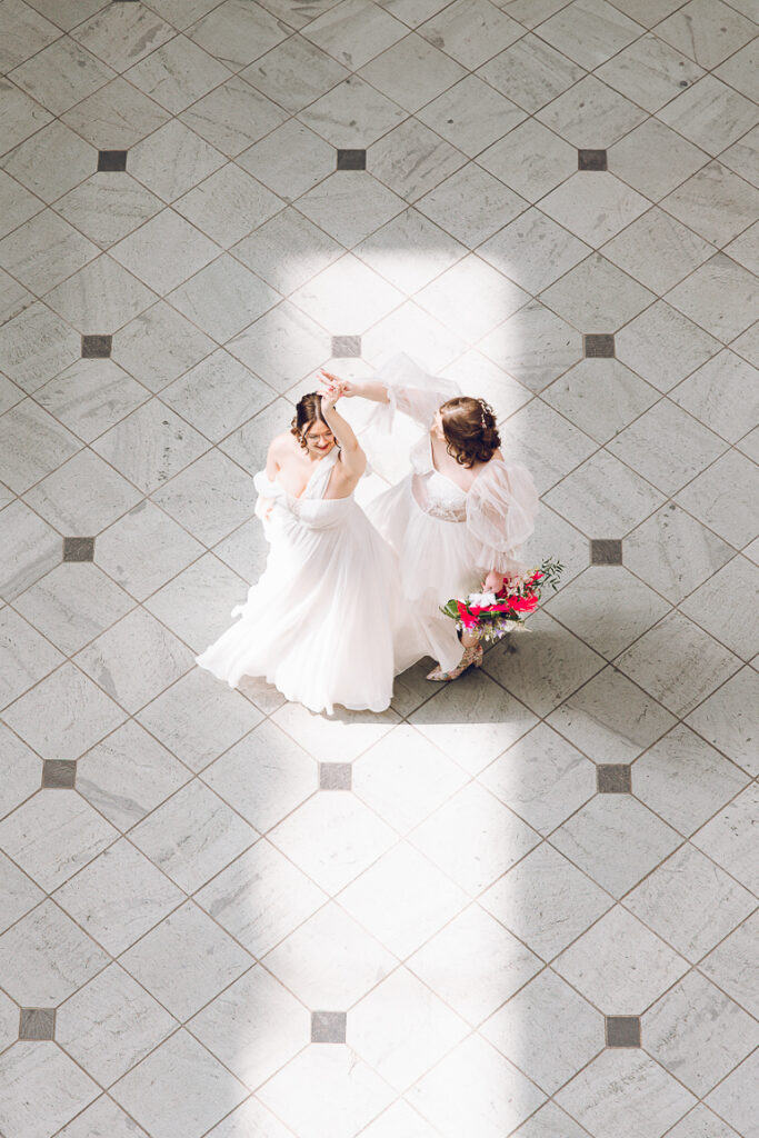 A queer couple gets ready before their wedding at the Doubletree Hotel in Downer's Grove, Illinois.