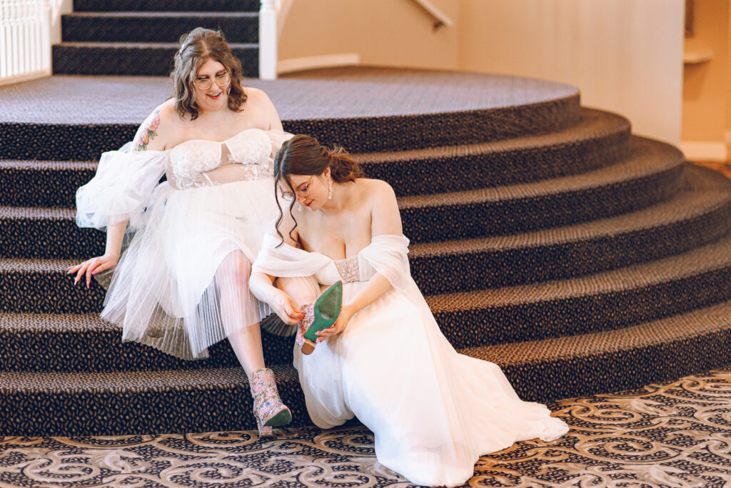 A queer couple has their wedding at Abington Distinct Banquets in Glen Ellyn, Illinois.