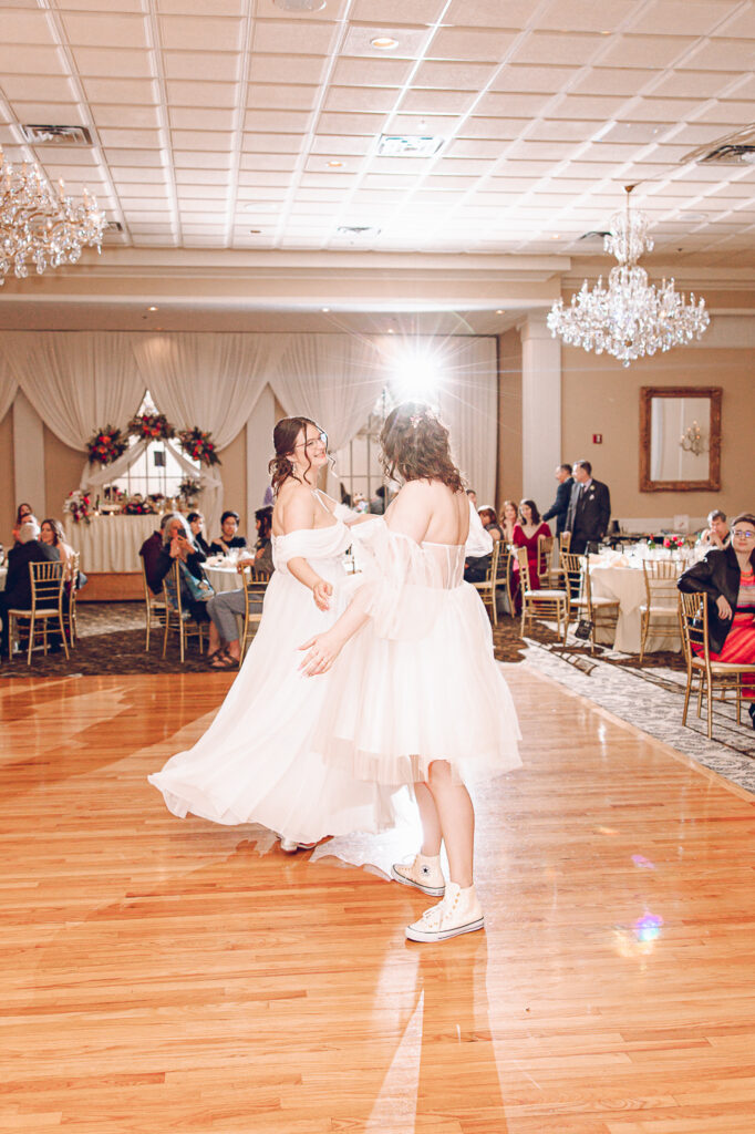 A queer couple has their wedding at Abington Distinct Banquets in Glen Ellyn, Illinois.
