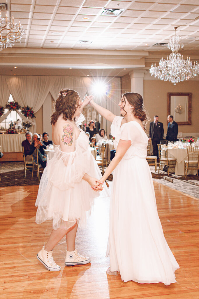 A queer couple has their wedding at Abington Distinct Banquets in Glen Ellyn, Illinois.