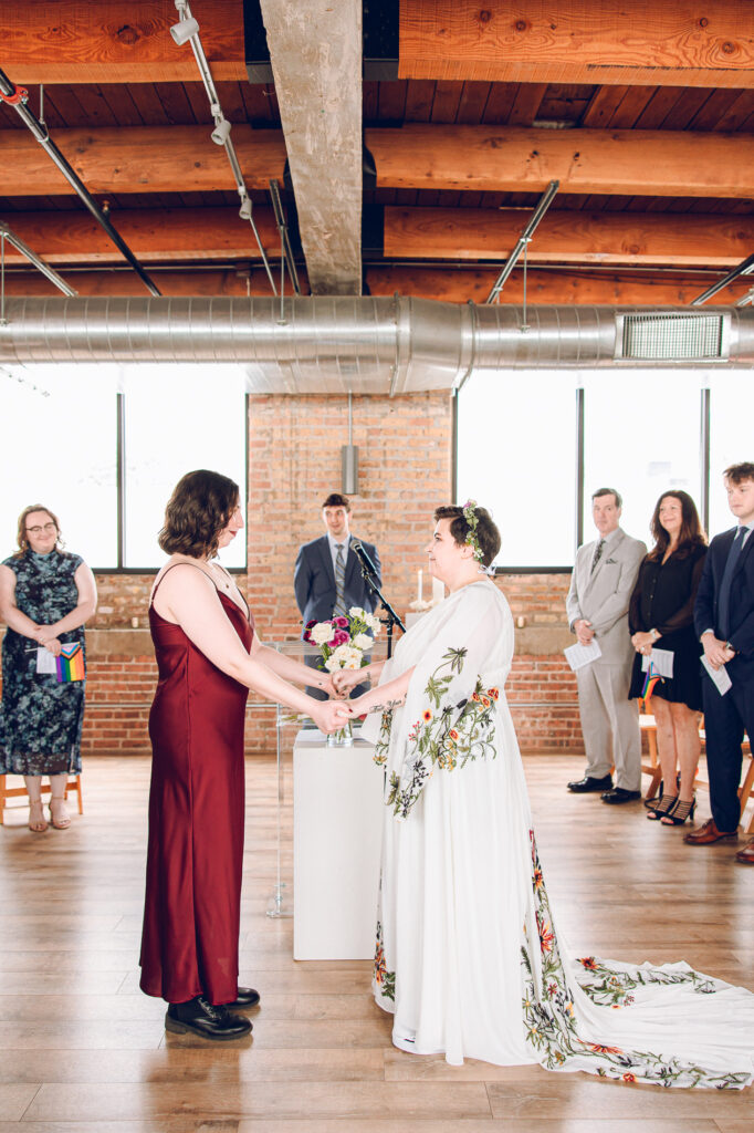 A queer couple celebrates their wedding day at the Walden in the West Loop of Chicago.