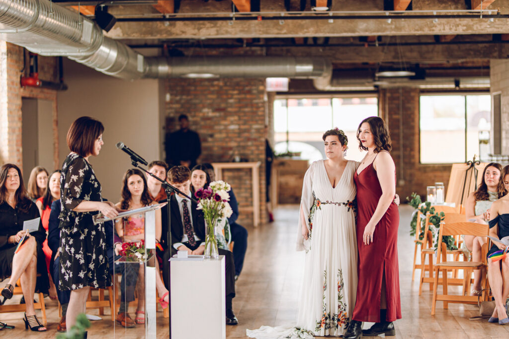 A queer couple celebrates their wedding day at the Walden in the West Loop of Chicago.