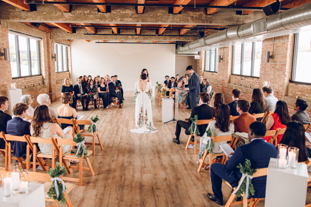 A queer couple celebrates their wedding day at the Walden in the West Loop of Chicago.