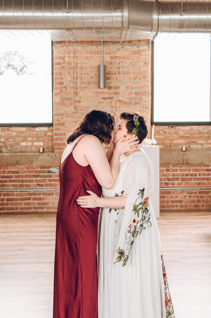 A queer couple celebrates their wedding day at the Walden in the West Loop of Chicago.