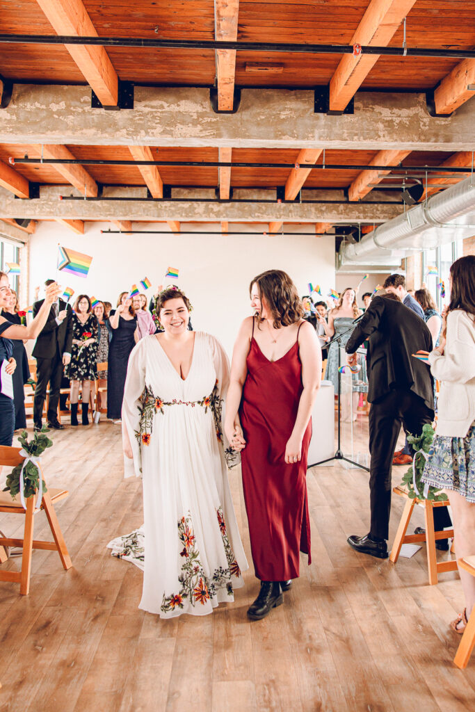 A queer couple celebrates their wedding day at the Walden in the West Loop of Chicago.