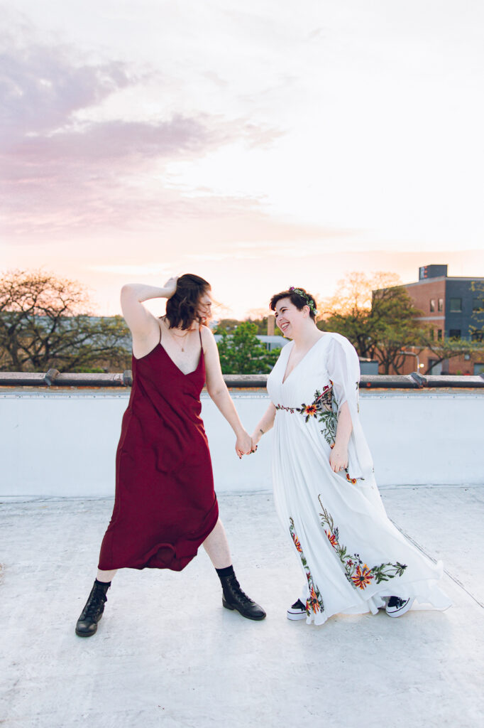 A queer couple celebrates their wedding day at the Walden in the West Loop of Chicago.