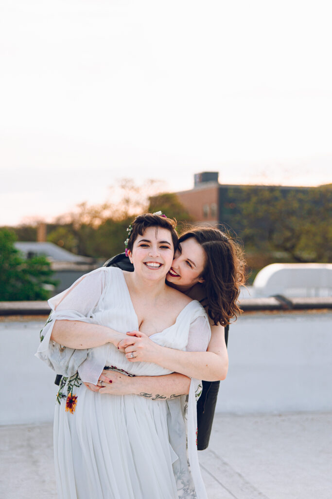 A queer couple celebrates their wedding day at the Walden in the West Loop of Chicago.