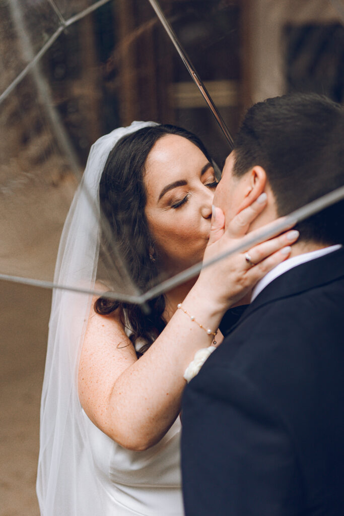A wedding party under the Civic Opera Building in Chicago