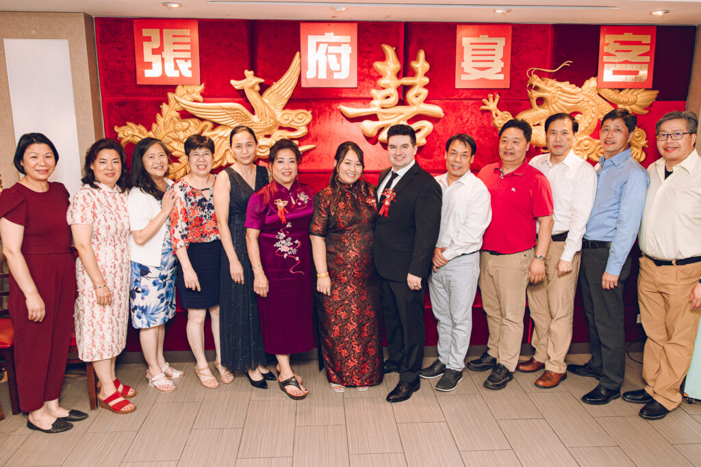 A couple hosts a traditional Chinese wedding reception at Lee Wing Wah in Chinatown, Chicago.