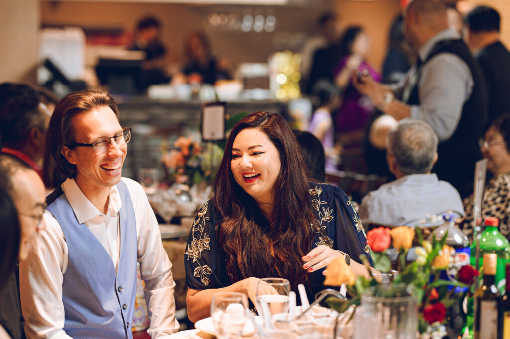 A couple hosts a traditional Chinese wedding reception at Lee Wing Wah in Chinatown, Chicago.