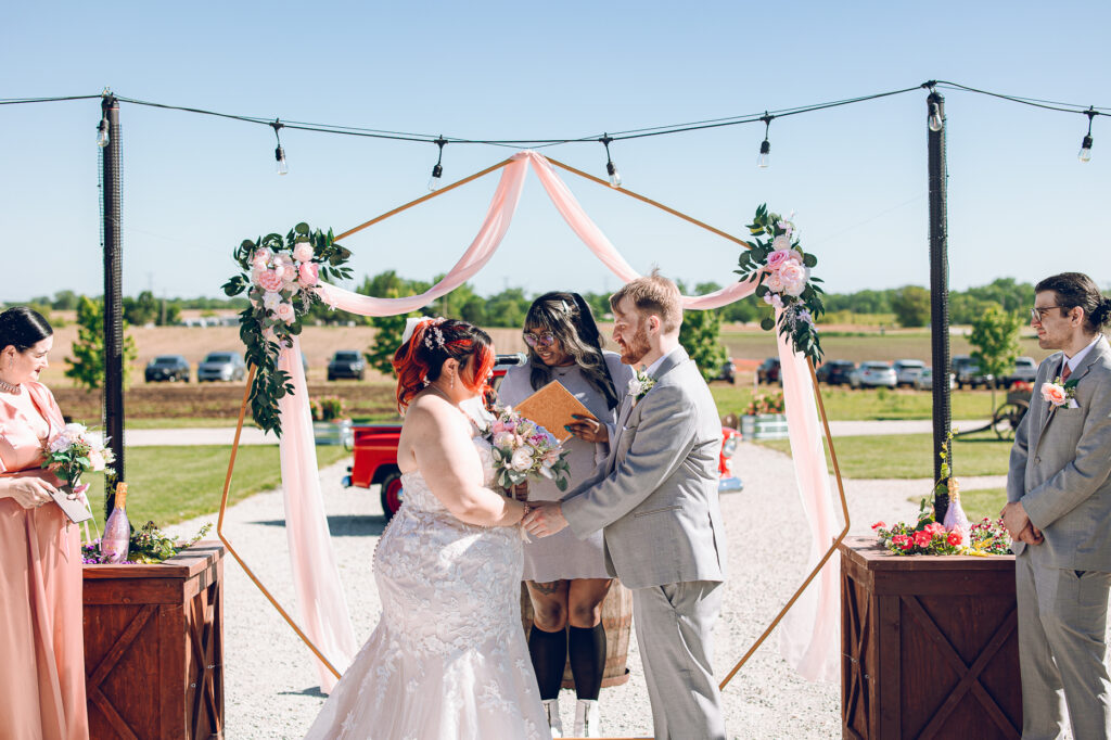 A nontraditional farm wedding at Navarro Farm in Frankfort, Illinois