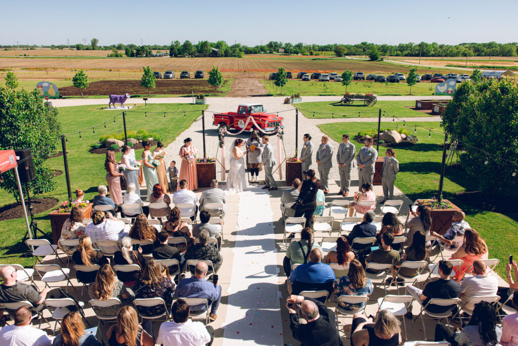 A nontraditional farm wedding at Navarro Farm in Frankfort, Illinois