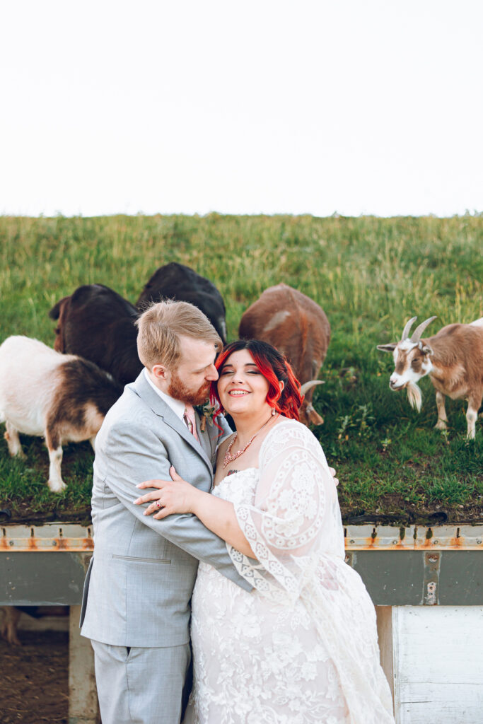 A nontraditional farm wedding at Navarro Farm in Frankfort, Illinois