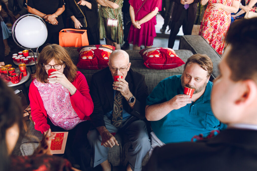 A couple hosts a traditional Chinese tea ceremony as part of their wedding at The Robey in Wicker Park.