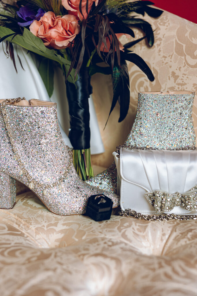 A couple gets celebrates their wedding at Pleasant House in Oak Park, Illinois.