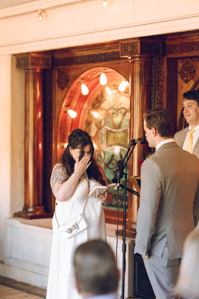 A couple gets celebrates their wedding at Pleasant House in Oak Park, Illinois.