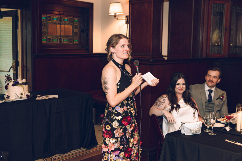 A couple gets celebrates their wedding at Pleasant House in Oak Park, Illinois.