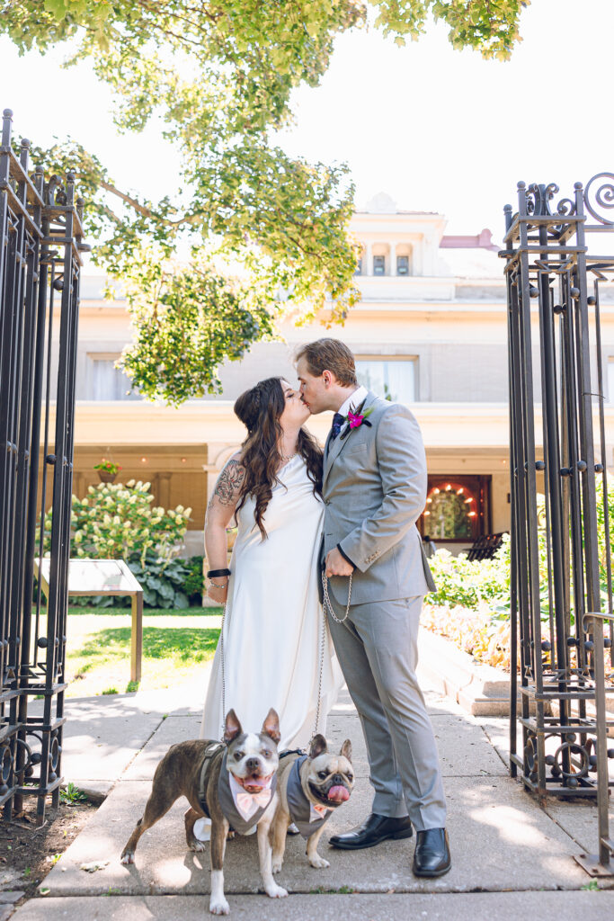 A couple gets celebrates their wedding at Pleasant House in Oak Park, Illinois.