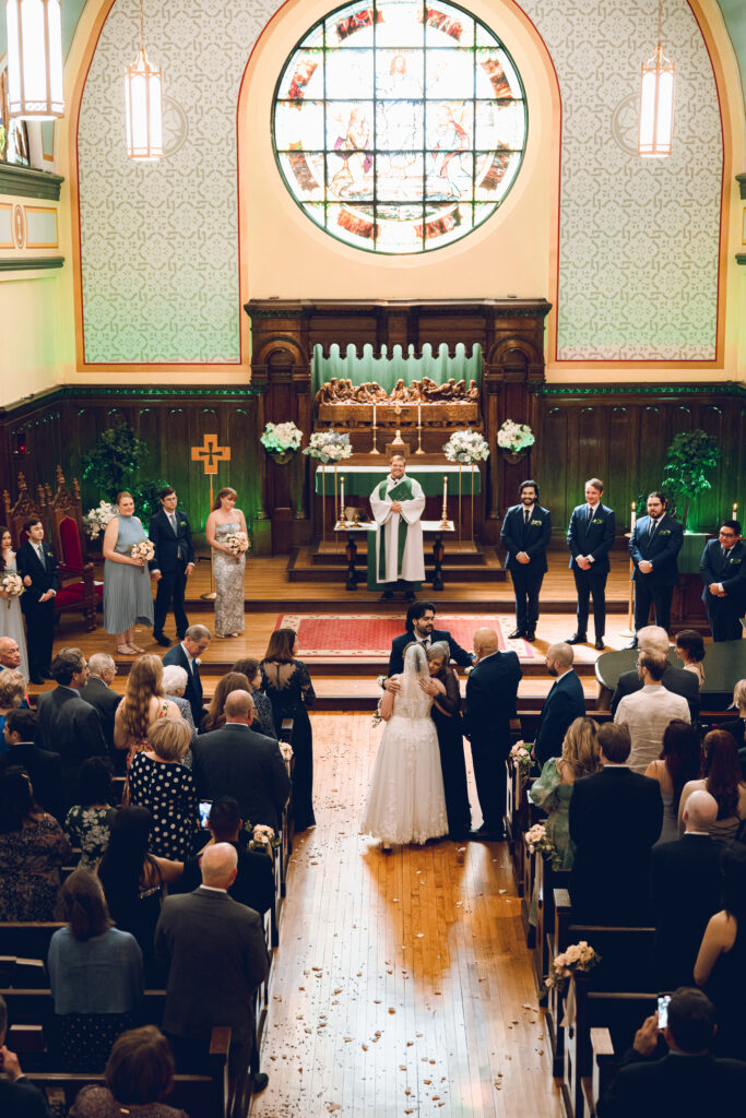 Caroline and Agustin's wedding day at the Wicker Park Lutheran Church in Chicago