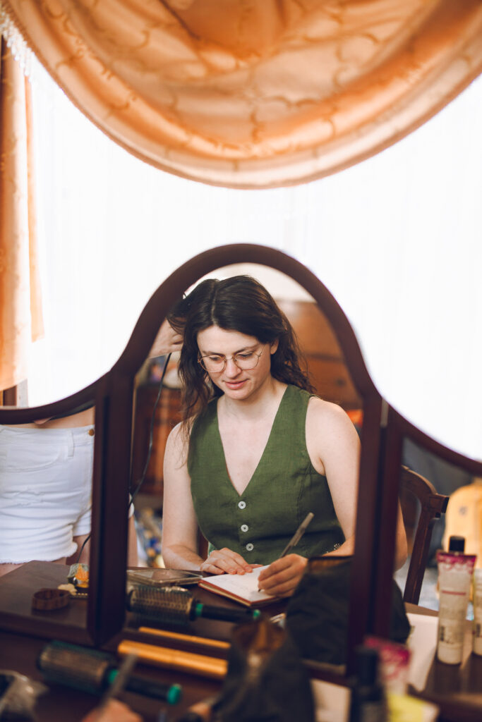 A queer couple celebrates their wedding at The Grove Redfield Estate in Glenview, Illinois.