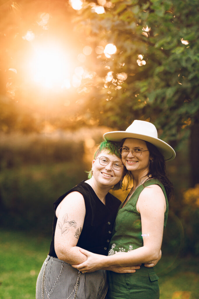 A queer couple celebrates their wedding at The Grove Redfield Estate in Glenview, Illinois.