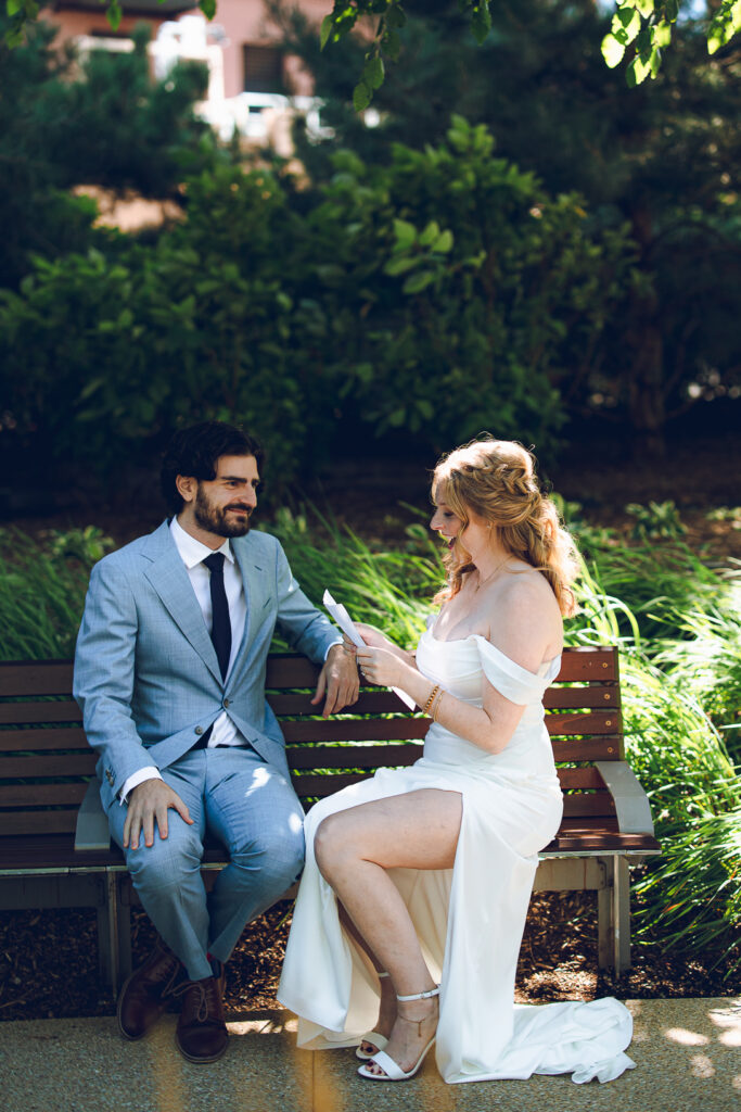 A couple gets married at Porter Kitchen and Deck on the Chicago River.