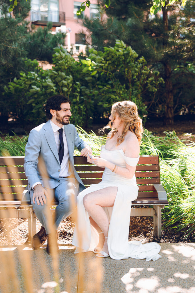 A couple gets married at Porter Kitchen and Deck on the Chicago River.