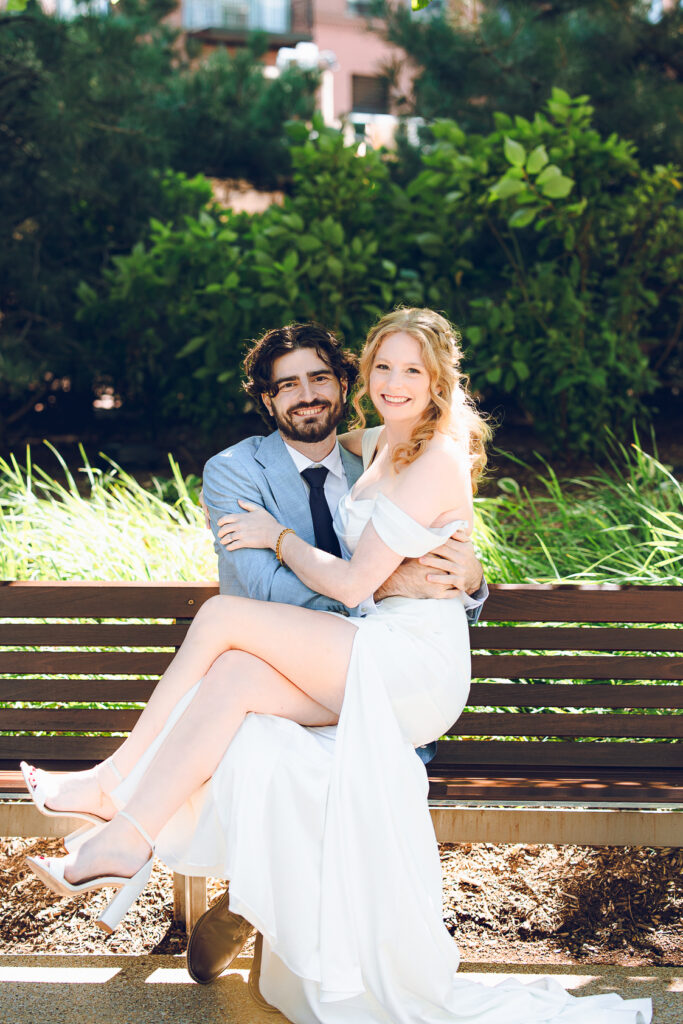A couple gets married at Porter Kitchen and Deck on the Chicago River.