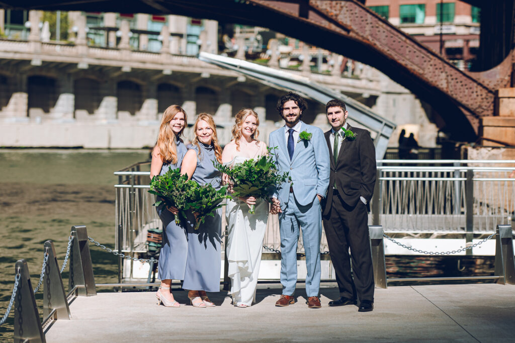 A couple gets married at Porter Kitchen and Deck on the Chicago River.
