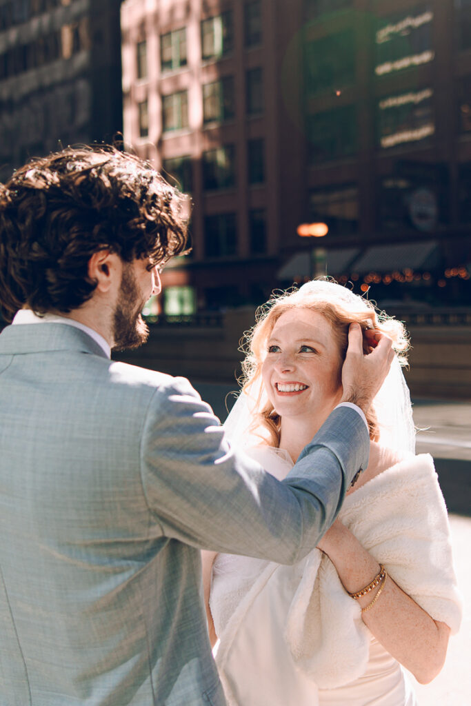 A couple gets married at Porter Kitchen and Deck on the Chicago River.