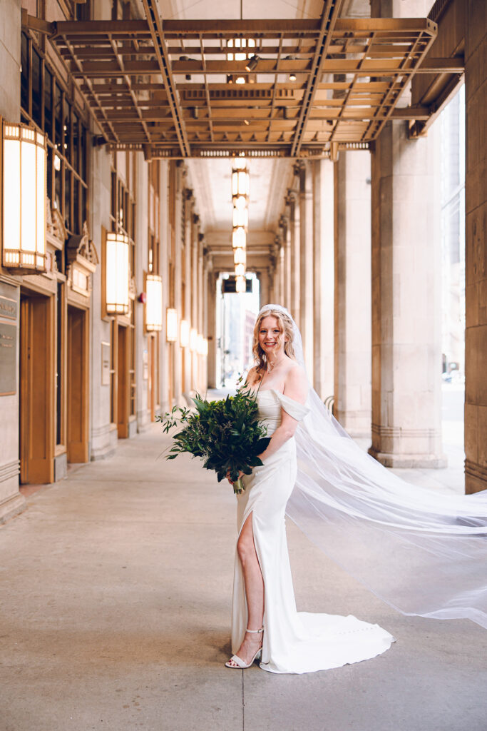 A couple gets married at Porter Kitchen and Deck on the Chicago River.