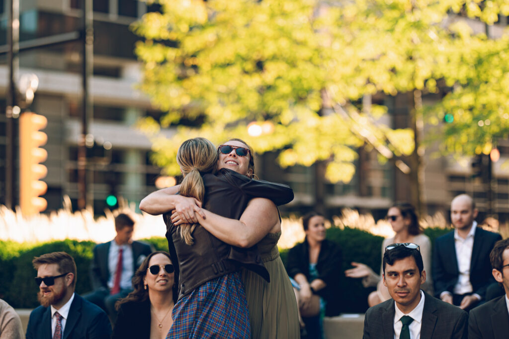 A couple gets married at Porter Kitchen and Deck on the Chicago River.