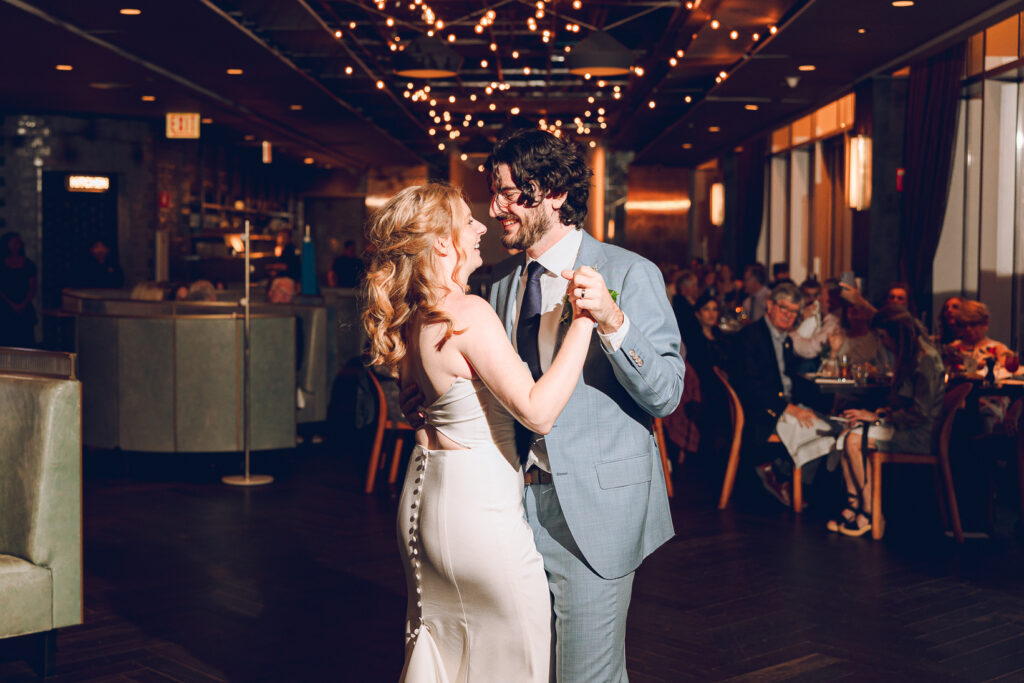 A couple gets married at Porter Kitchen and Deck on the Chicago River.