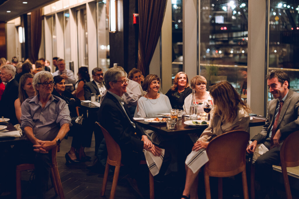 A couple gets married at Porter Kitchen and Deck on the Chicago River.