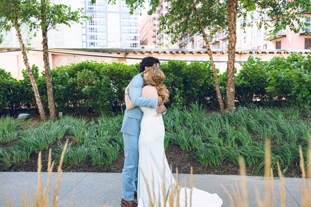 A couple gets married at Porter Kitchen and Deck on the Chicago River.